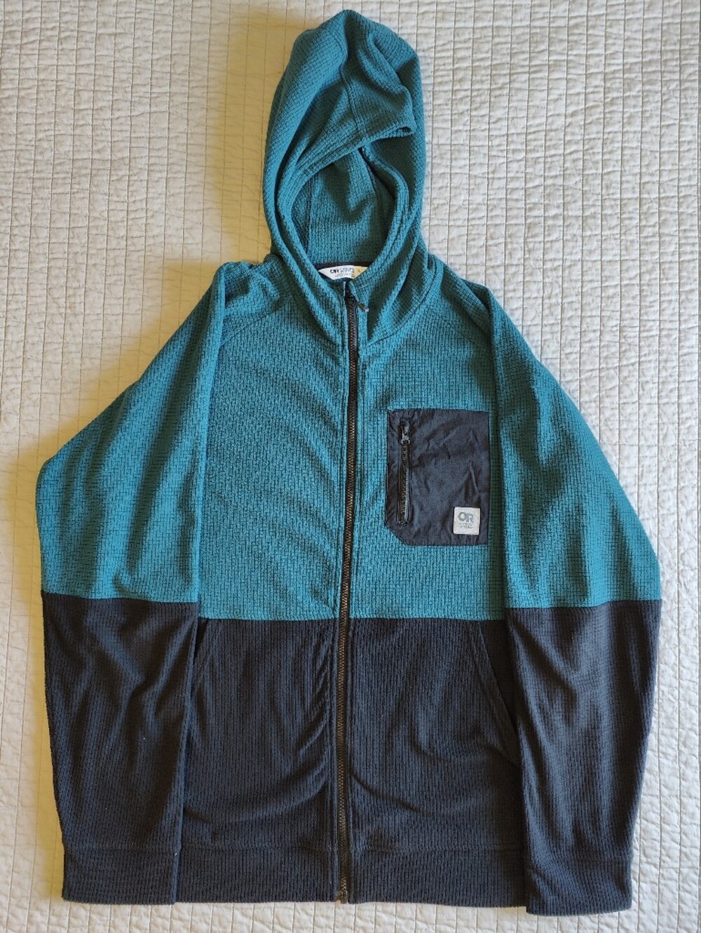 Outdoor Research Trail Mix Zipper Hoodie (Teal and Black)